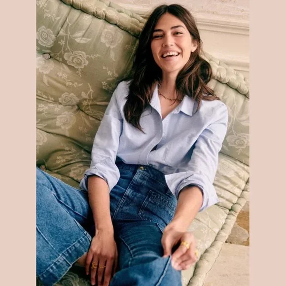 Sézane セザンヌ　TOMBOY シャツ 38サイズ　M デニム　コットン Tomboy Shirt - Embroidered Denim - Organic cotton - organic